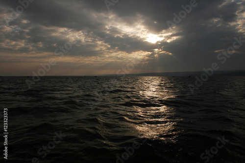 dramatic clouds over the water