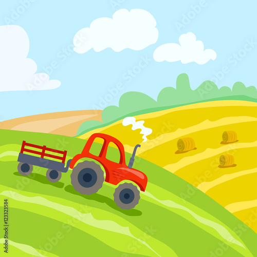 field and tractor. farm landscape © moremari