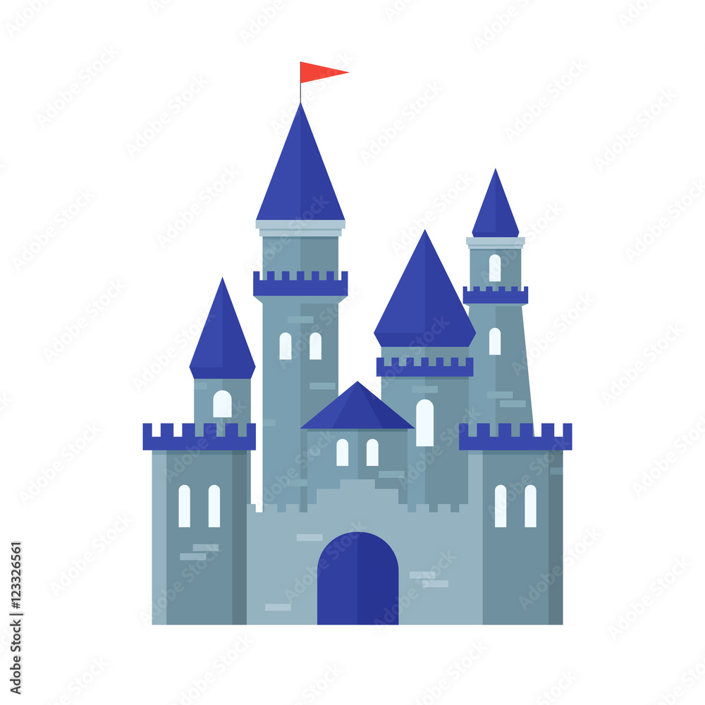 Castle Medievel Flat Design Style. Vector