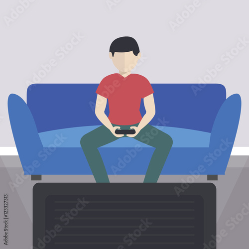 Gamer boy playing video games