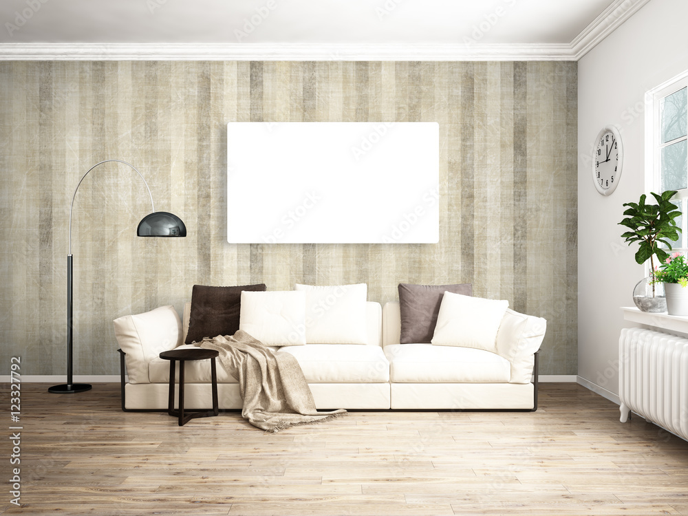 Modern bright interior . 3D rendering Modern bright interior . 3D rendering
