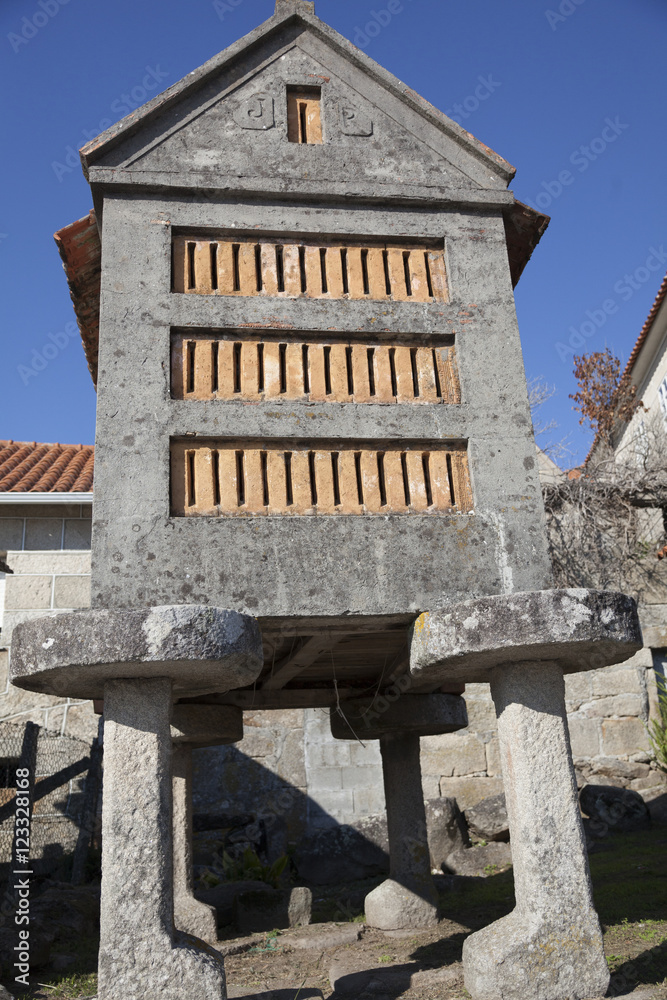 Horreo a traditional construction to keep harvested grain in northern Spain Galicia and Asturias