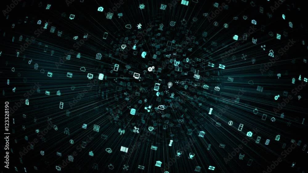 internet of things slow motion a lot of connections between things, cloud technology