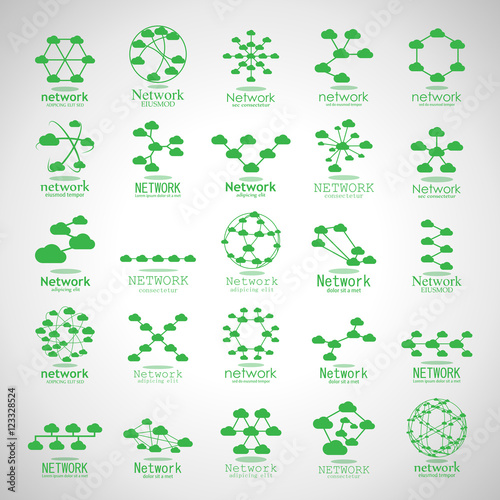 Cloud Network Icons Set - Isolated On Gray Background - Vector Illustration  Graphic Design. For Web Websites App  Print Presentation Templates Mobile Applications And Promotional Materials