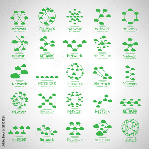 Cloud Network Icons Set - Isolated On Gray Background - Vector Illustration, Graphic Design. For Web,Websites,App, Print,Presentation Templates,Mobile Applications And Promotional Materials