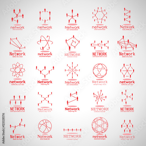 People Network Icons Set - Isolated On Gray Background - Vector Illustration, Graphic Design. For Web,Websites,App, Print,Presentation Templates,Mobile Applications And Promotional Materials