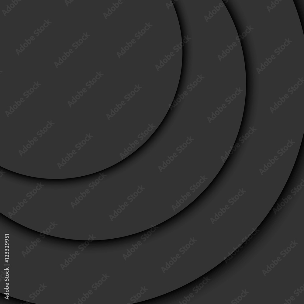 Abstract graphite or carbon background with circles and shadow. Vector illustration.