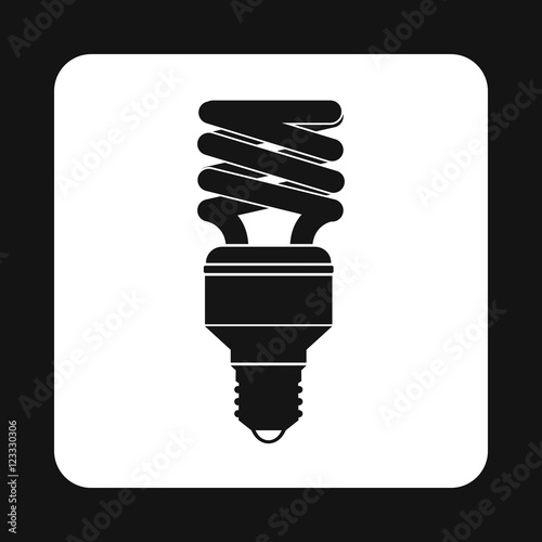 Fluorescent saving light bulb icon in simple style on a white background