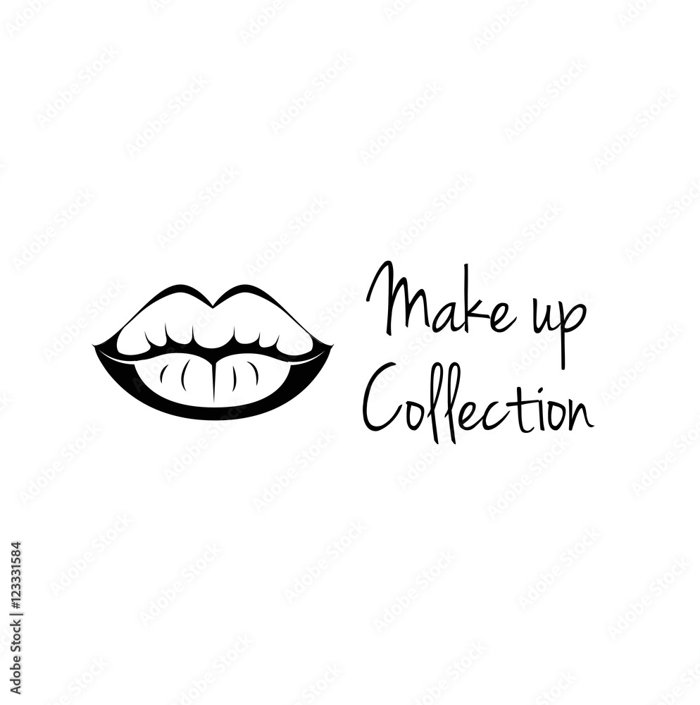 Make Up Collection. Monochrome black and white lips line art vector Make Up Collection. Monochrome black and white lips line art vector