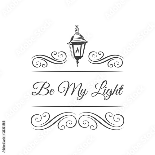 Retro Street Lamp Badge. Ornament Decoration Swirls. Vector Illustration. decorative lantern