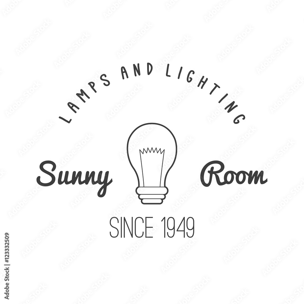 The Incandescent Light Bulb. The Sunny room. Lamps and Lighting Badge. Vector Illustration.
