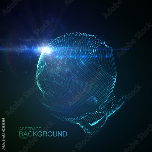 3D illuminated neon digital splash
