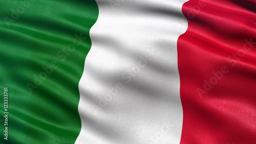 Seamless loop of Italy flag waving in the wind. Realistic loop with highly detailed fabric. 