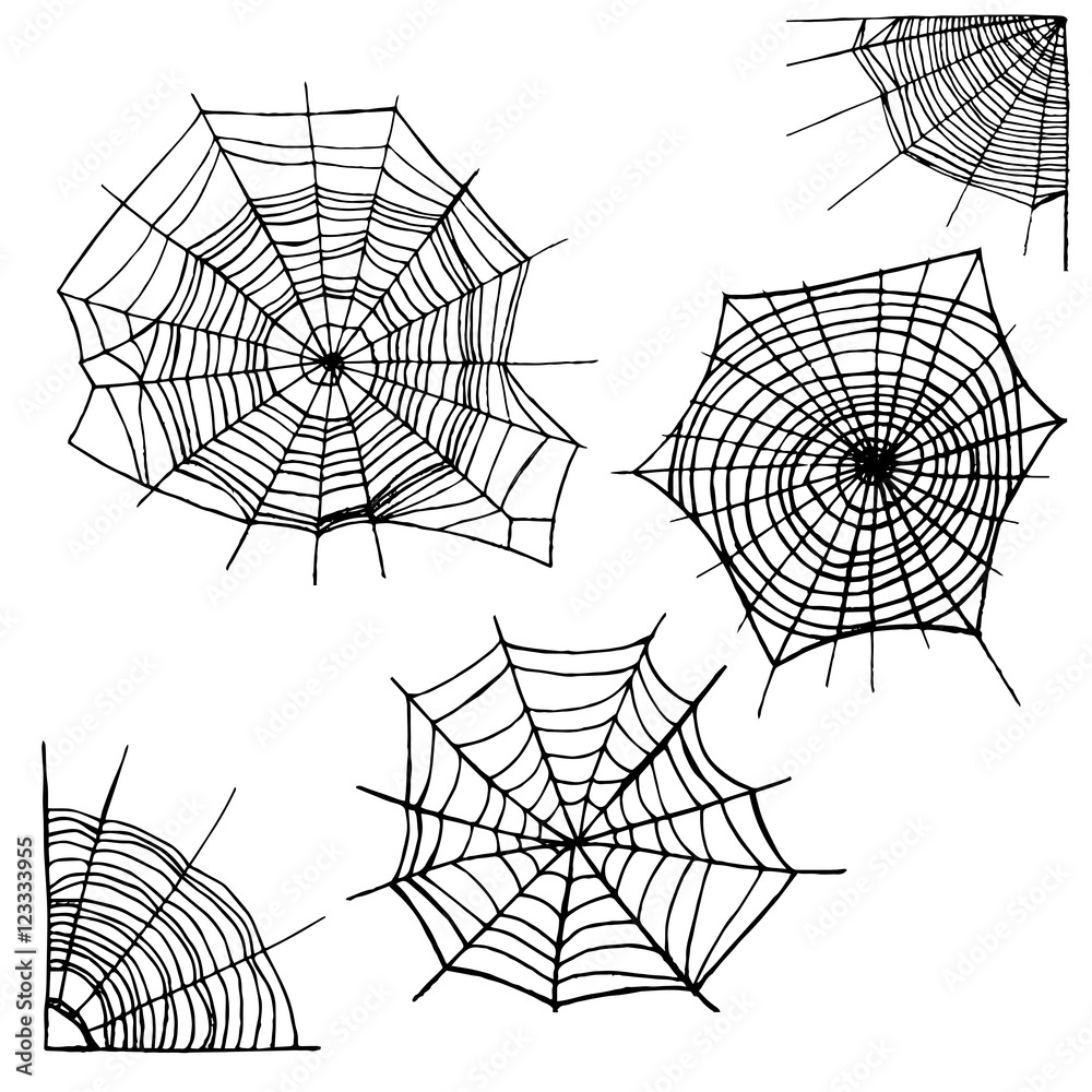Obraz premium Different Spider Web Set. Vector
