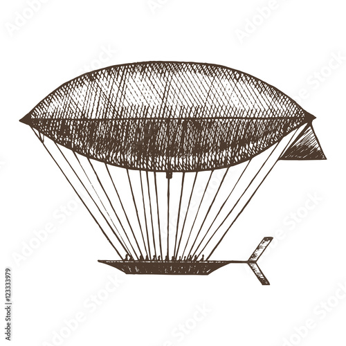 Zeppelin Hand Draw Sketch. Vector