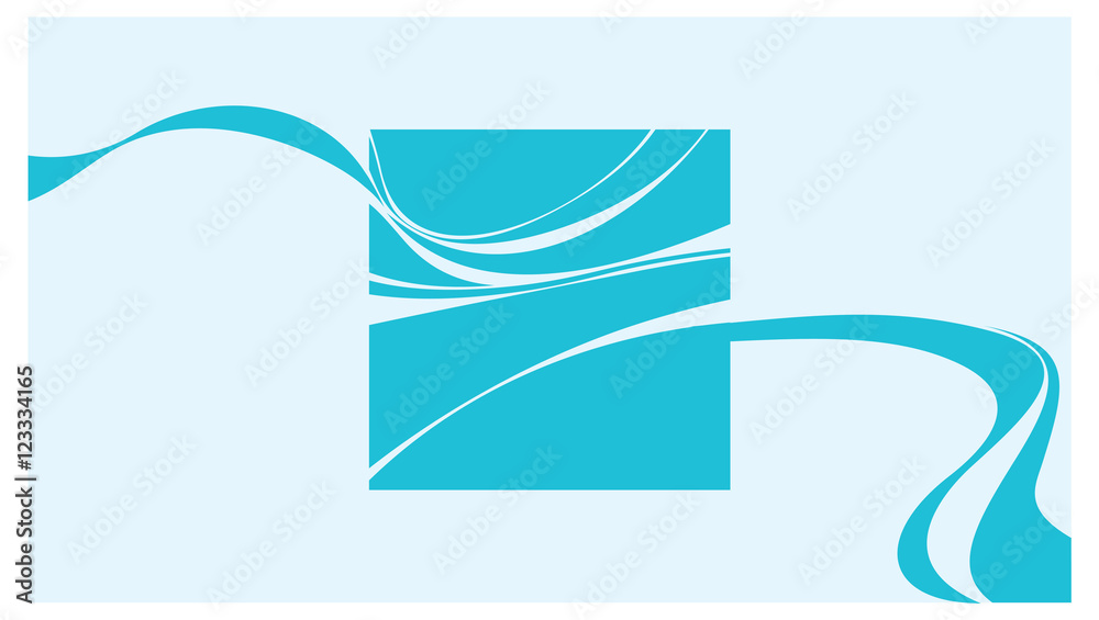 blue square with abstract smoke wave elements
