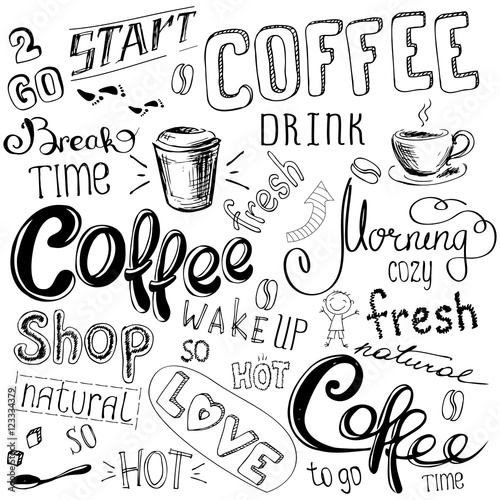 Coffee doodle background.
