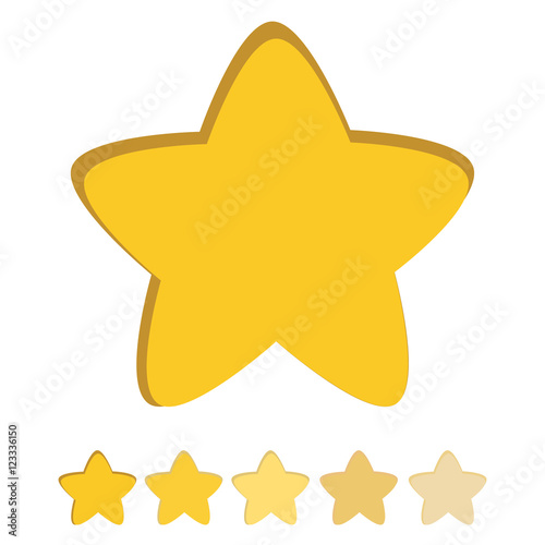 Isolated gold and yellow star icons in set, ranking mark