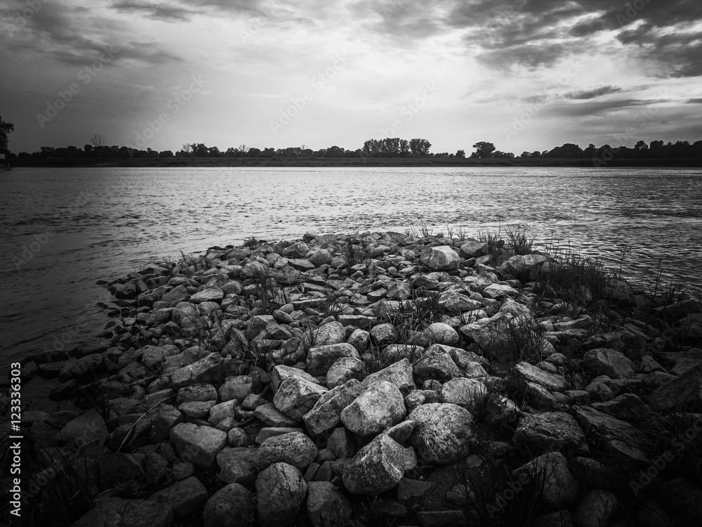 Shore of Odra River in Poland Stock Photo | Adobe Stock