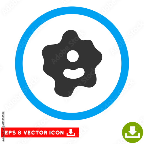 Rounded Ameba EPS vector pictogram. Illustration style is flat icon symbol inside a blue circle.