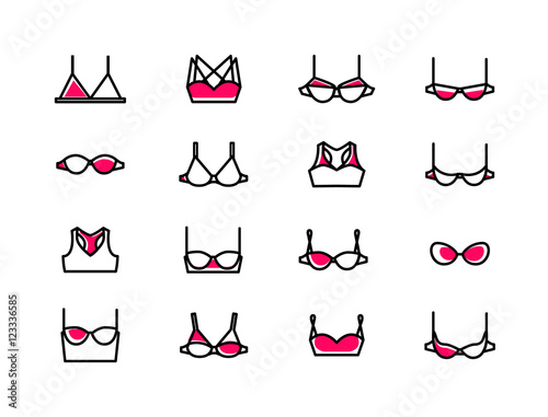Vector ladies bra icons set
