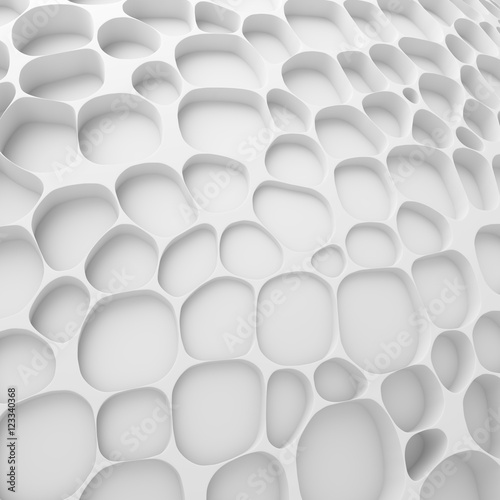 White abstract cells net backdrop. 3d rendering geometric polygons