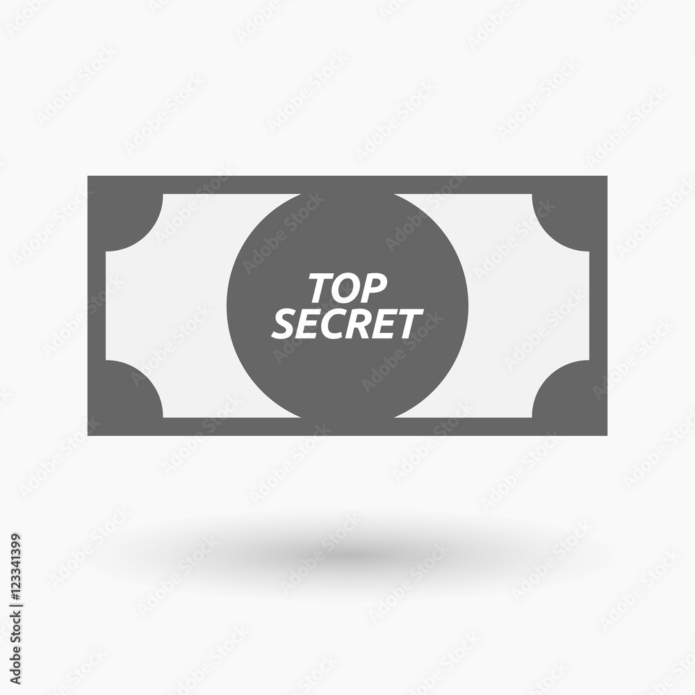 Isolated bank note icon with    the text TOP SECRET