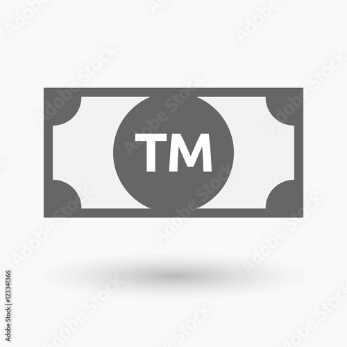 Isolated bank note icon with    the text TM