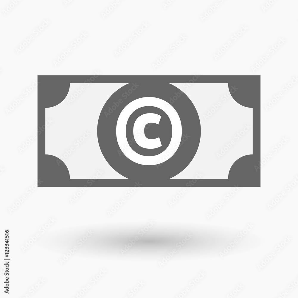 Isolated bank note icon with the copyright sign Isolated bank note icon with the copyright sign