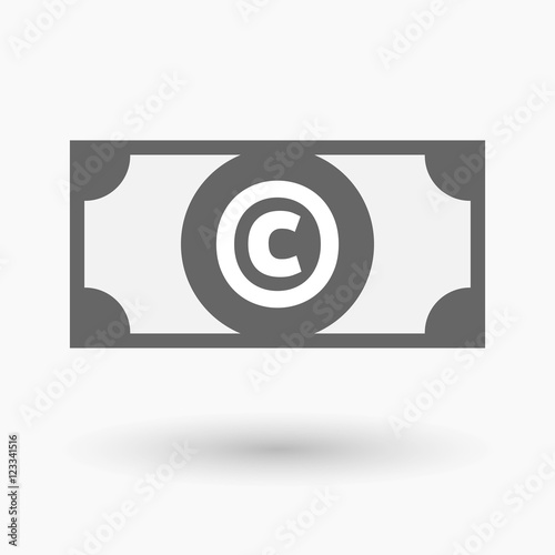 Isolated bank note icon with the copyright sign