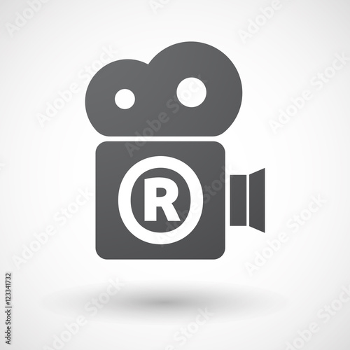 Isolated film camera icon with    the registered trademark symbo