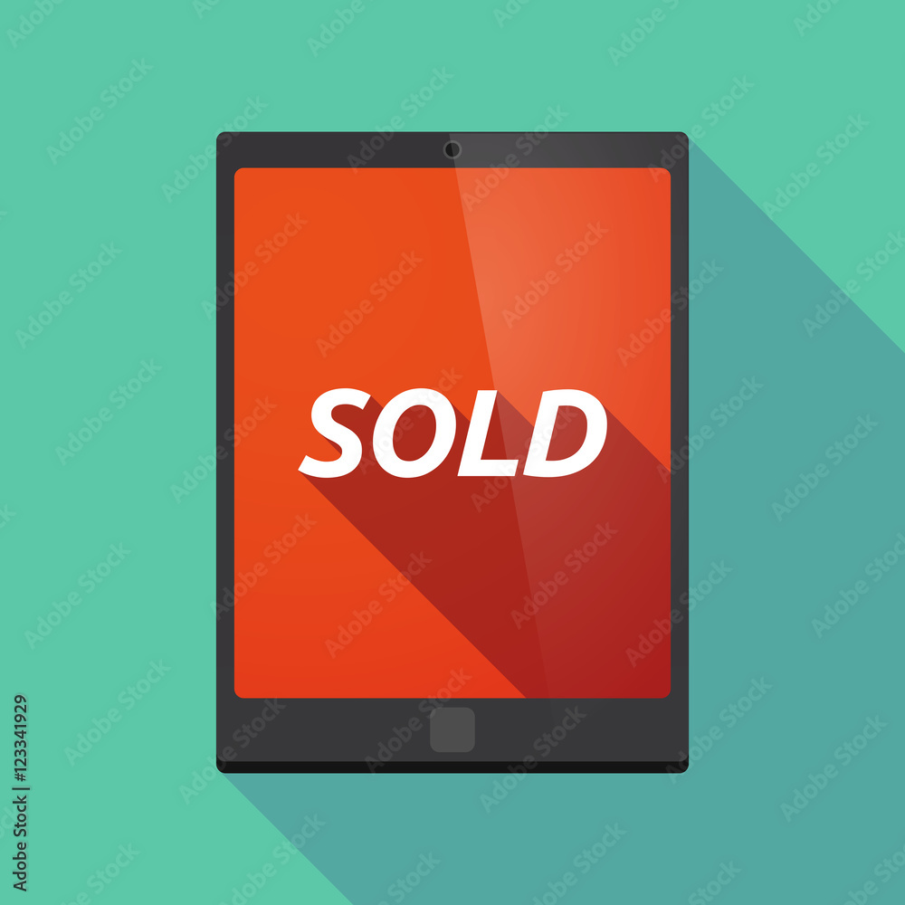 Long shadow tablet PC with the text SOLD Long shadow tablet PC with the text SOLD