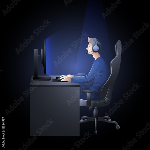 Guy playing the computer