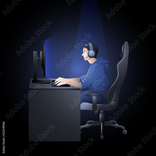 Guy playing the computer