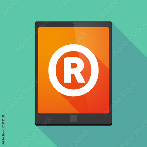 Long shadow tablet PC with    the registered trademark symbol