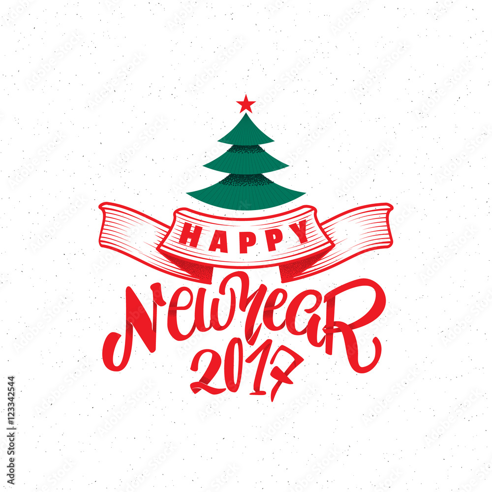 Happy new year 2017 hand-lettering text . Handmade vector calligraphy for your design Happy new year 2017 hand-lettering text . Handmade vector calligraphy for your design