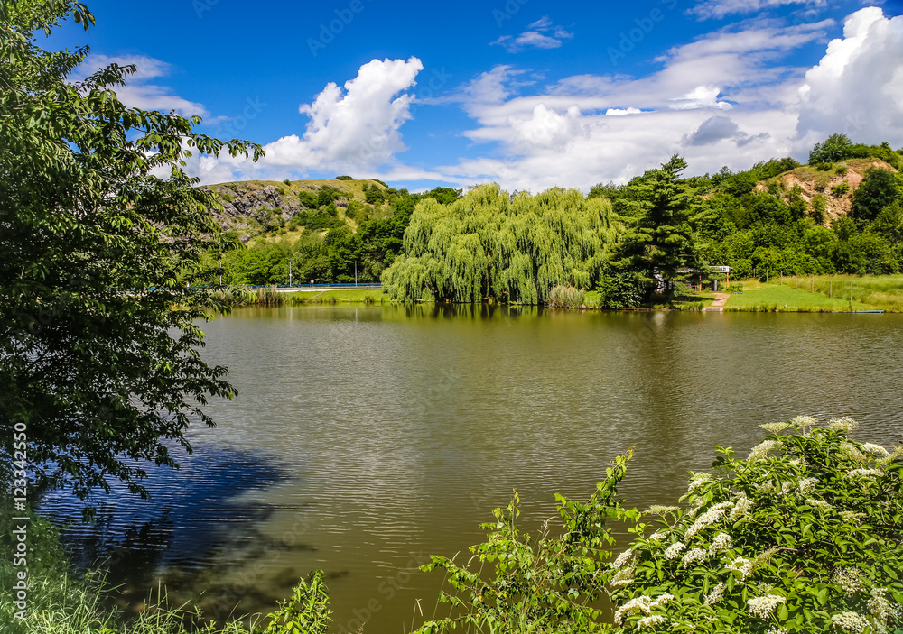 Fototapeta premium Lake Dzban In Wild Sarka - Prague, Czech Republic