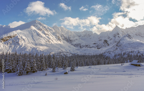 Beautiful scenery of the great snowy mountain peaks