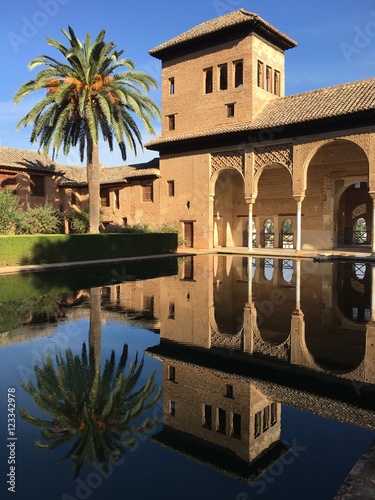 Obraz na plátně Reflejo de la Torre de las Damas de la Alhambra