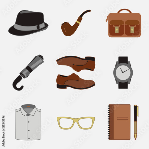 Vector illustration set of fashion accessories and style men clothing © bogushenkova