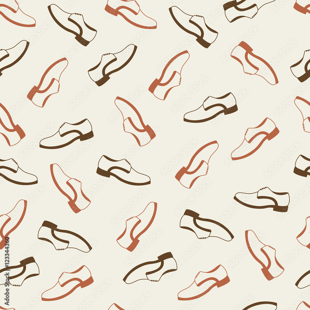Seamless texture with brown mens shoes contours Seamless texture with brown mens shoes contours