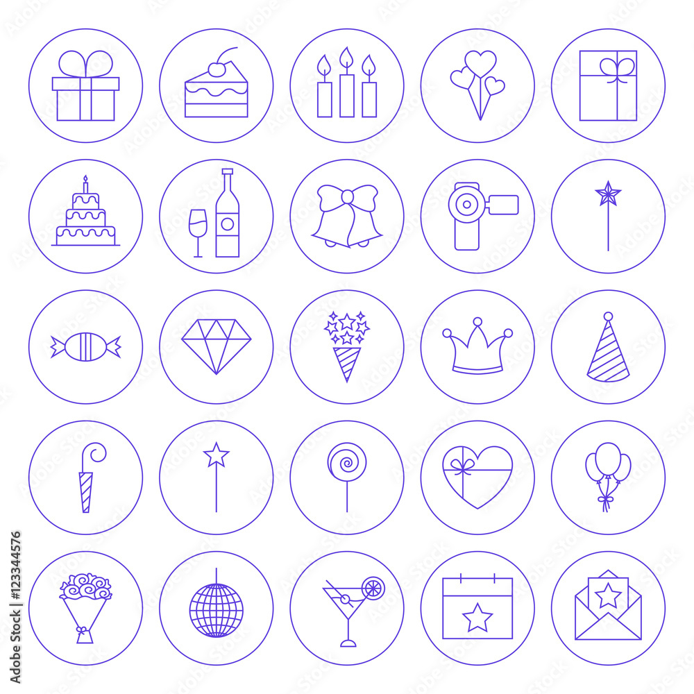 Line Circle Celebration Icons Line Circle Celebration Icons