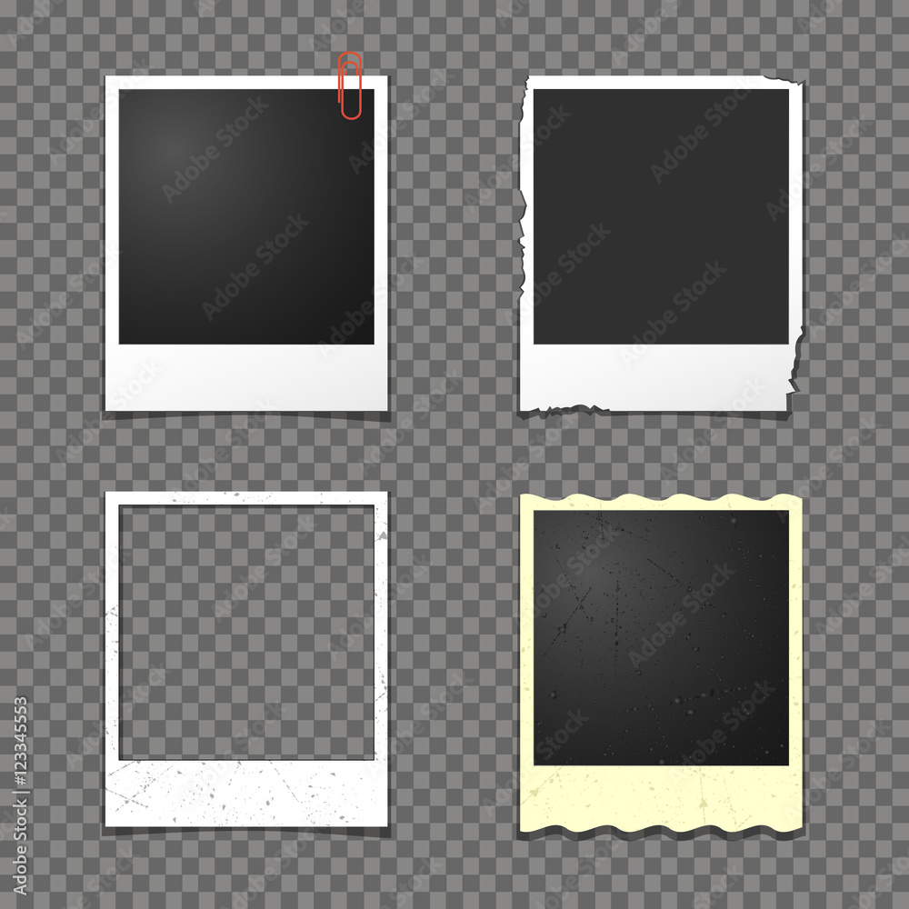 Vector instant photo frames isolated on transparent background Vector instant photo frames isolated on transparent background