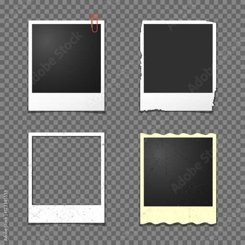 Vector instant photo frames isolated on transparent background