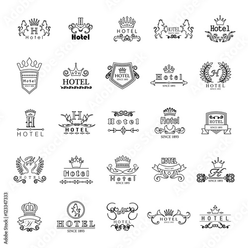 Hotel Logo Set - Isolated On White Background - Vector Illustration, Graphic Design. For Web,Websites,App, Print,Presentation Templates,Mobile Applications And Promotional Materials
