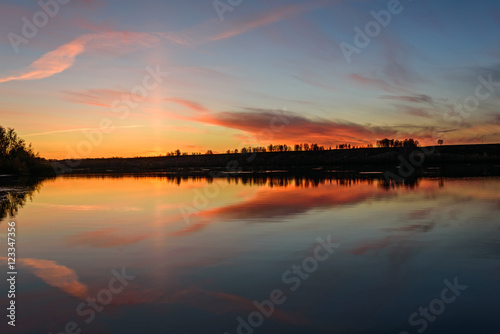 lake sunrise sky clouds reflection © Iri_sha