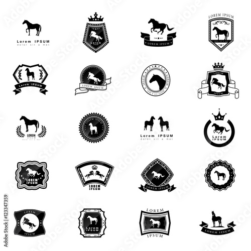 Horse Icons Set - Isolated On White Background - Vector Illustration, Graphic Design. For Web,Websites,App, Print,Presentation Templates,Mobile Applications And Promotional Materials