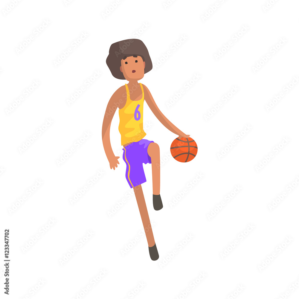 Basketball Player Running With Ball Action Sticker Basketball Player Running With Ball Action Sticker