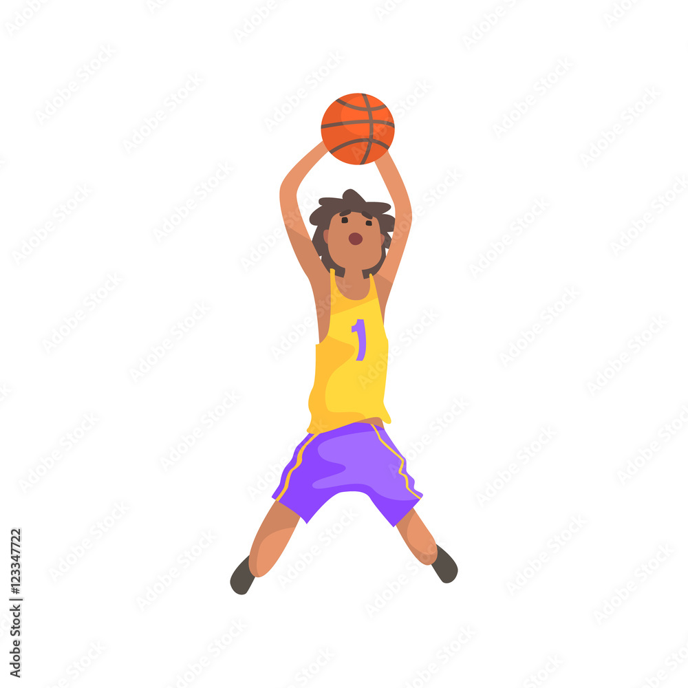 Basketball Player Jumping And Throwing Action Sticker