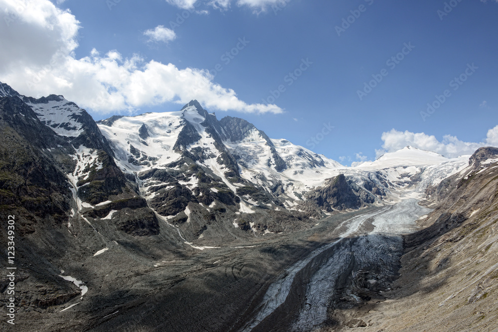Fototapeta premium Grossglocker mountain area with snow in summer time